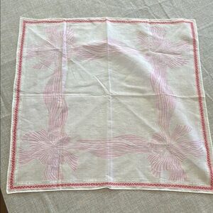 Vintage Pierre Balmain Pink and White bow patterned handkerchief